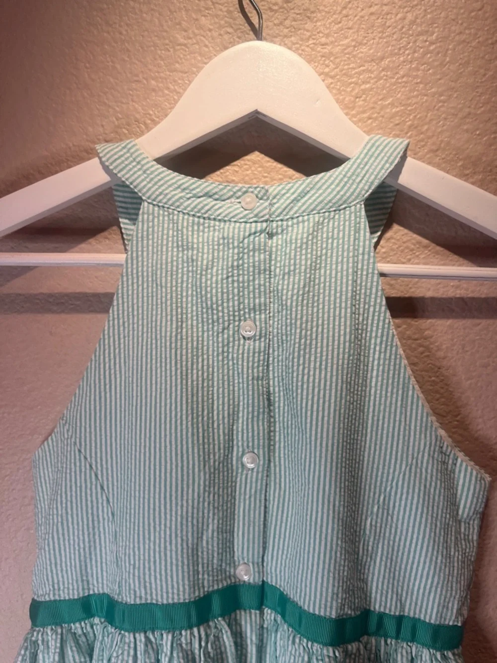 Gymboree Girl’s Green white Seersucker Cotton Dress Size 12